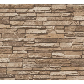 BROWN STACKED STONE WALLPAPER 10.05MX0.53M