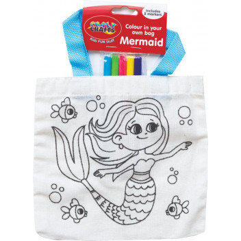 MERMAID CRAFT COLOUR YOUR OWN BAG INCLUDING 5XMARKERS 30X20CM