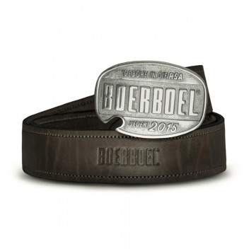 BRASS BUCKLE WITH SILVER FINISH BLACK LEATHER BELT SIZE 38