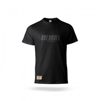 BLACK RUBBER PRINT MENS T-SHIRT MEDIUM