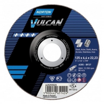 NORTON GRINDING DISC STEEL 125X6.4X22.23MM