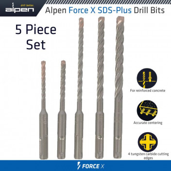 ALPEN SDS FORCE X CONCRETE DRILL BIT SET 5 PIECE 5-10MM
