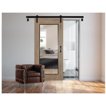 1 SIDE BROOKHILL AND 1 SIDE MIRROR BARN DOOR (INCLUDING TRACK, ACCESSORIES AND 2