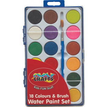 CRAFT WATERCOLOUR PAINT 18XPIECE WITH BRUSH