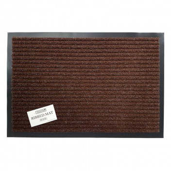 MASTERMAT BROWN RIBBED COVERED INDOOR AND OUTDOOR MAT 400X600MM
