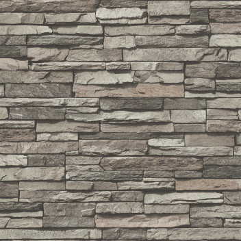 GREY STACKED STONE WALLPAPER 10.05MX0.53M