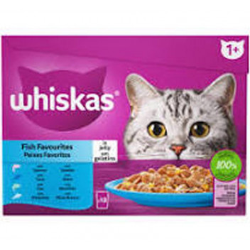 WHISKAS ADULT CAT FOOD FISH SELECTION IN JELLY 12X85G