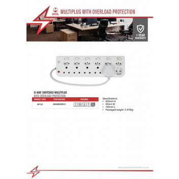 ELECTRICMATE 12WAY MULTIPLUG WITH INDIVIDUAL SWITCHES