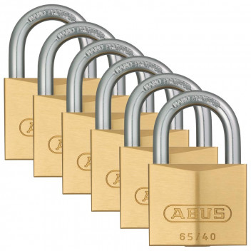 ABUS BRASS BLISTER PADLOCK 65 40MM 6PACK