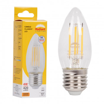 RADIANT LED FILAMENT CANDLE BULB E27 4W