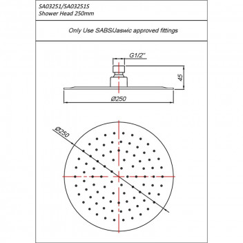 BLUTIDE SHOWER ROSE STAINLESS STEEL ROUND 240MM.