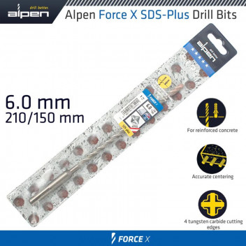 ALPEN FORCE X 6.0 X 210/150 SDS-PLUS DRILL BIT X4 CUTTING EDGES