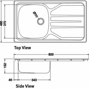 FRANKE NOUVEAU SINGLE BOWL SINK INSET INC. WASTE 800X460X149MM