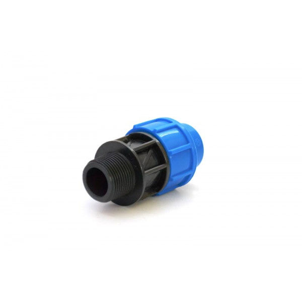 HDPE MALE COMPRESSION ADAPTOR 16BAR 25MM X1/2INCH 15MM