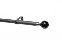 BLACK CRYSTAL BLACK POLE CURTAIN POLE SET 3M