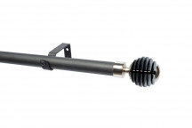 BLACK CURTAIN POLE SET STACKED BLACK FINIAL 3M