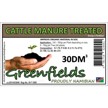 GREENFIELDS ORGANIC CATTLE MANURE FERTILIZER 30DM GREENFIELDS ORGANIC CATTLE MANURE FERTILIZER 30DM