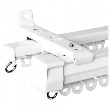 WHITE DOUBLE RACER ALUMINIUM CURTAIN TRACK 2.0M WHITE DOUBLE RACER ALUMINIUM CURTAIN TRACK 2.0M