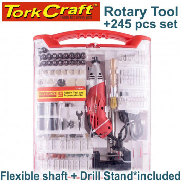 TORK CRAFT ROTARY TOOL 170W ACCESSORY SET 245PC WITH STAND AND FLEX SHAFT TORK CRAFT ROTARY TOOL 170W ACCESSORY SET 245PC WITH STAND AND FLEX SHAFT