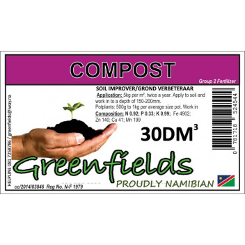 GREENFIELDS ORGANIC COMPOST FERTILIZER 30DM GREENFIELDS ORGANIC COMPOST FERTILIZER 30DM