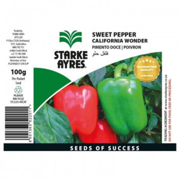 STARKE AYRES SWEET PEPPER CALIFORNIA WONDER SEED 100G STARKE AYRES SWEET PEPPER CALIFORNIA WONDER SEED 100G