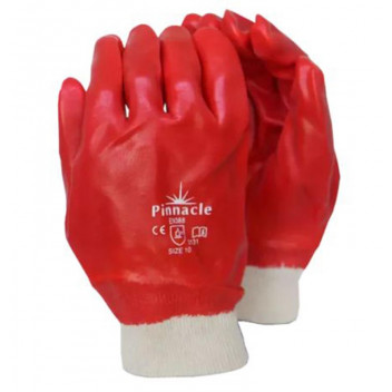 PVC GLOVE KNIT WRIST CUFF SMOOTH RED 27CM PVC GLOVE KNIT WRIST CUFF SMOOTH RED 27CM