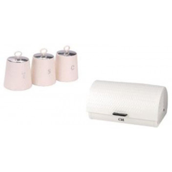 WAVES CREAM BREAD BIN PLUS 3 CANNISTER SET 4PIECE WAVES CREAM BREAD BIN PLUS 3 CANNISTER SET 4PIECE