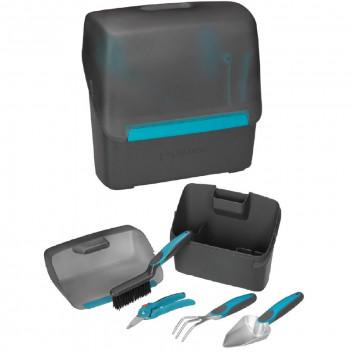GARDENA BOX STORAGE BALCONY INCL TROWEL FORK SECATUERS BRUSH GARDENA BOX STORAGE BALCONY INCL TROWEL FORK SECATUERS BRUSH