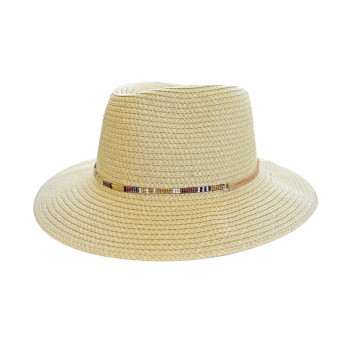 FEDORA SHANGA BEAD NATURAL HAT 58CM FEDORA SHANGA BEAD NATURAL HAT 58CM