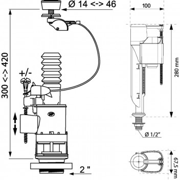 SPLASH WORKS CC DOUBLE FLUSH CISTERN KIT