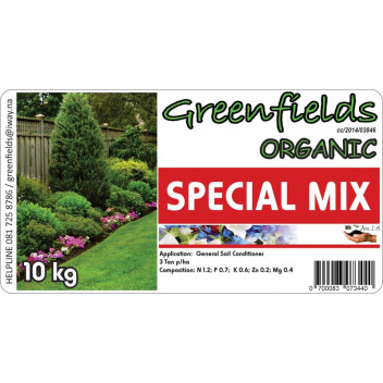 GREENFIELDS ORGANIC SPECIAL MIX FERTILIZER 10KG GREENFIELDS ORGANIC SPECIAL MIX FERTILIZER 10KG